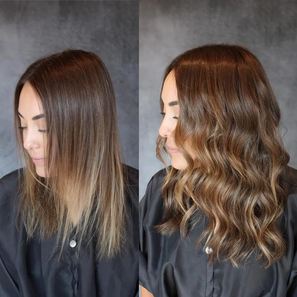 Before and after brunette extensions