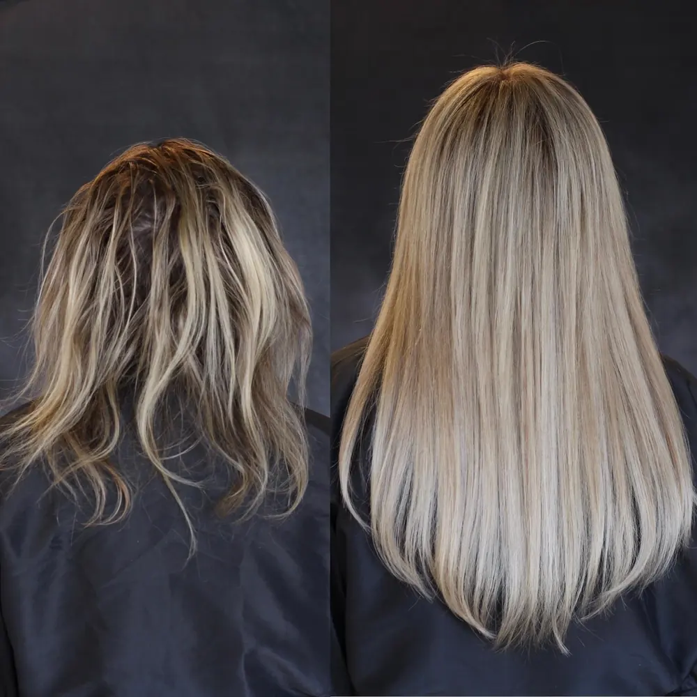 Before and after: Fine hair, full row