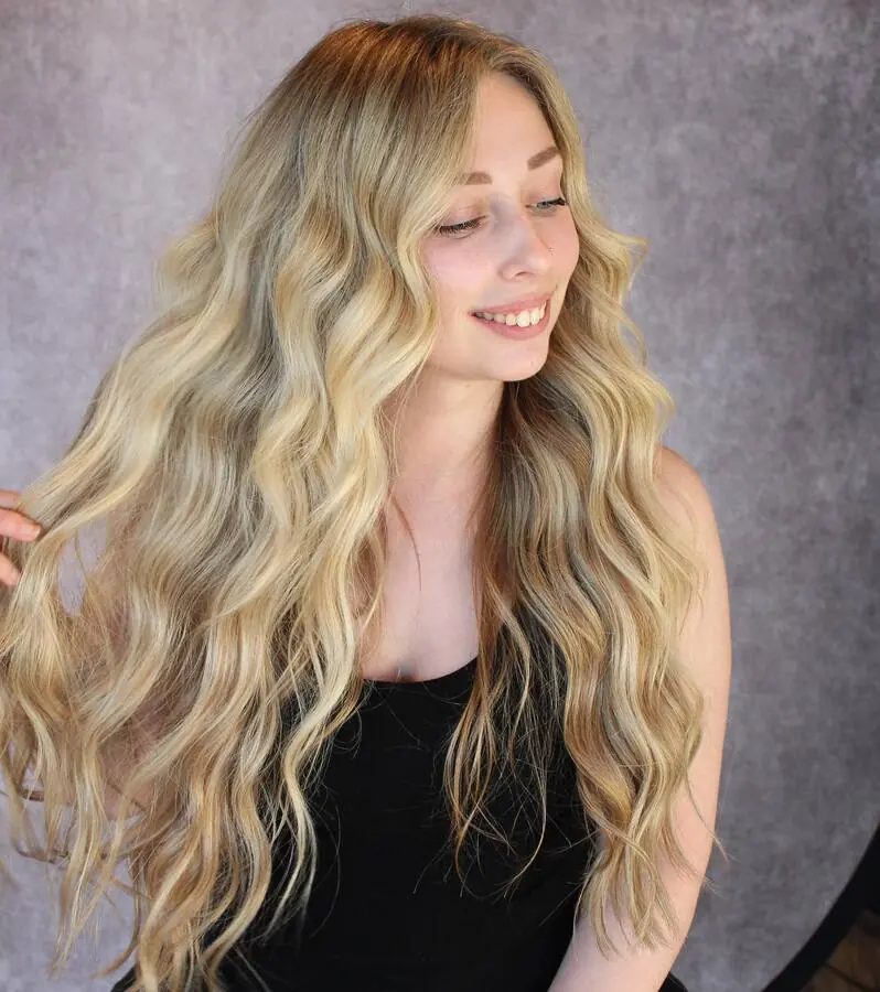 Long blonde waves after NBR install