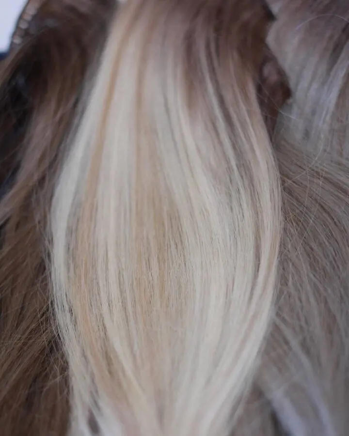 Icy blonde color close up